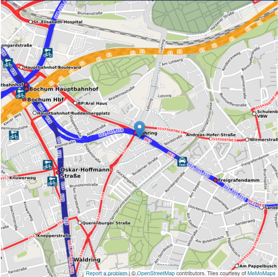 Karte für öffentliche Verkehrsmittel